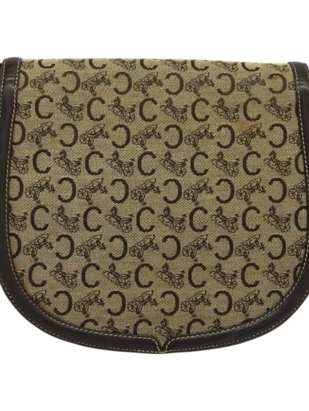 Authentic CELINE C Sulky Shoulder Bag Canvas Beige Gold - Picture 9 of 16
